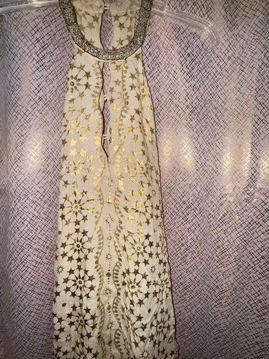 Kimchi Blue Dresses & Skirts - Kimchi Blue Cream Dress with Metallic Gold Motif